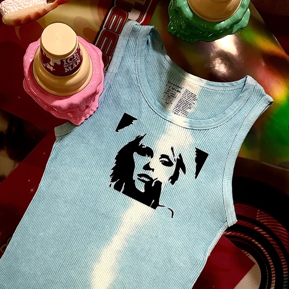 BLONDIE inspired 80s tie-dye distressed ribbed graffiti tank top Toddler 4T-5T - Picture 17 of 17